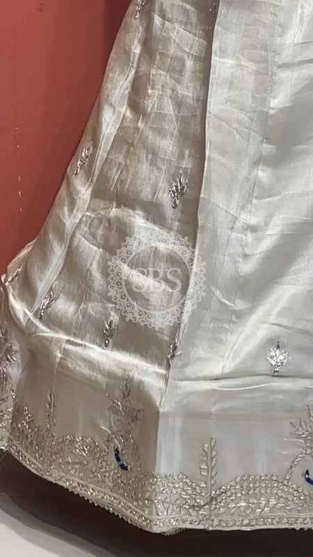 Pure Cosmos tissue Handwork Peacock Lehenga with Pure Georgette kacchi patti dupatta