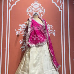 Pure Cosmos tissue Handwork Peacock Lehenga with Pure Georgette kacchi patti dupatta