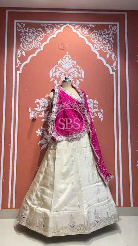 Pure Cosmos tissue Handwork Peacock Lehenga with Pure Georgette kacchi patti dupatta