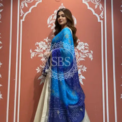 Pure Cosmos tissue Handwork Peacock Lehenga with Pure Georgette kacchi patti dupatta