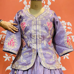 PURE COSMOS TISSUE SILK HANDWORK FULL STICHED INDO WESTERN