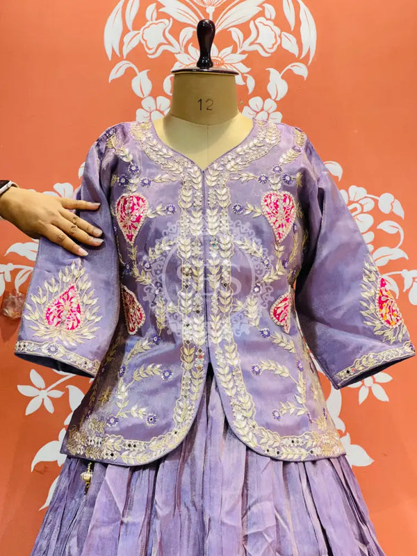 PURE COSMOS TISSUE SILK HANDWORK FULL STICHED INDO WESTERN