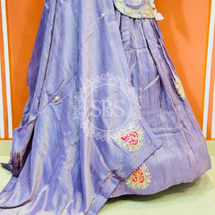 PURE COSMOS TISSUE SILK HANDWORK FULL STICHED INDO WESTERN