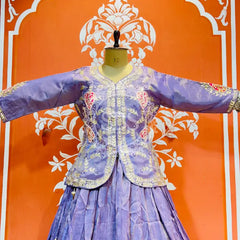 PURE COSMOS TISSUE SILK HANDWORK FULL STICHED INDO WESTERN