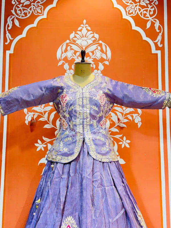 PURE COSMOS TISSUE SILK HANDWORK FULL STICHED INDO WESTERN