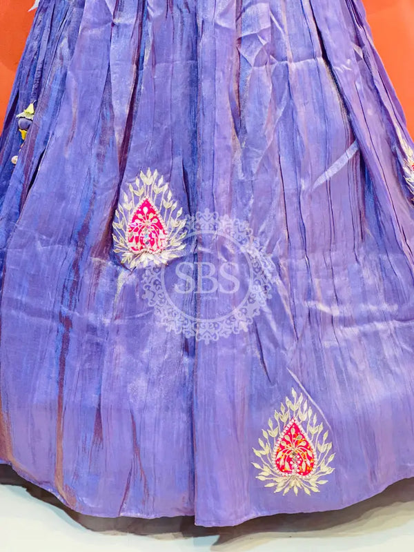 PURE COSMOS TISSUE SILK HANDWORK FULL STICHED INDO WESTERN