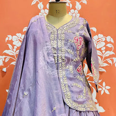 PURE COSMOS TISSUE SILK HANDWORK FULL STICHED INDO WESTERN