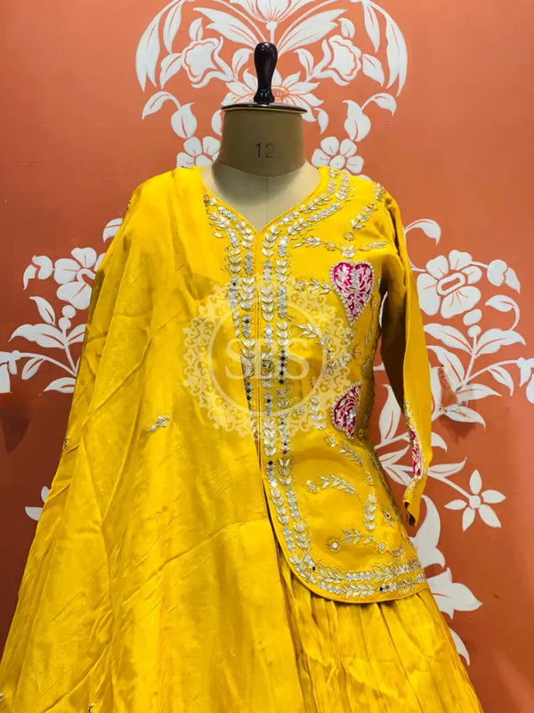 PURE COSMOS TISSUE SILK HANDWORK FULL STICHED INDO WESTERN