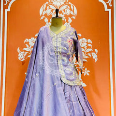 PURE COSMOS TISSUE SILK HANDWORK FULL STICHED INDO WESTERN