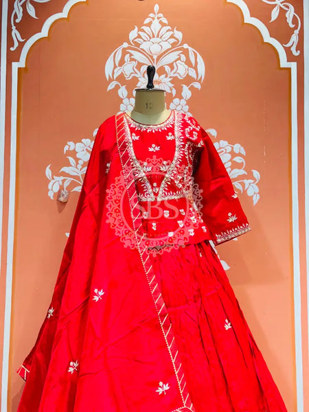 PURE COSMOS TISSUE SILK HANDWORK FULL STICHED INDO WESTERN Red / Free Size