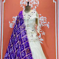 PURE COSMOS TISSUE SILK HANDWORK FULL STICHED INDO WESTERN White / Free Size