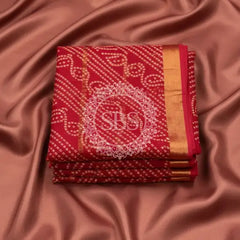 Pure Cotton Saree Red / Free Size