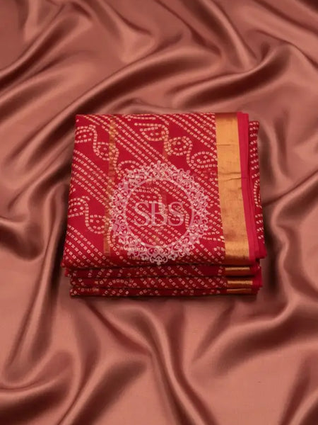 Pure Cotton Saree Red / Free Size