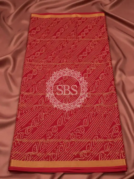 Pure Cotton Saree Red / Free Size