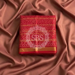 Pure Cotton Saree Red / Free Size