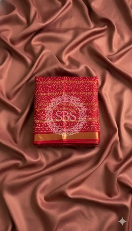 Pure Cotton Saree Red / Free Size