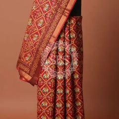 Pure Cotton Saree Red / Free Size