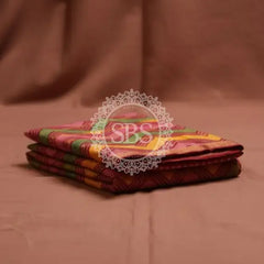 Pure Cotton Saree Red / Free Size