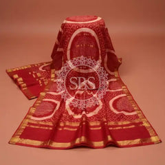 Pure Cotton Saree Red / Free Size