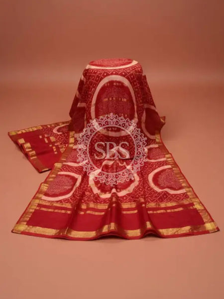 Pure Cotton Saree Red / Free Size