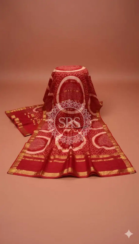 Pure Cotton Saree Red / Free Size