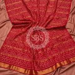 Pure Cotton Saree Red / Free Size