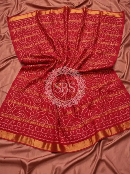 Pure Cotton Saree Red / Free Size