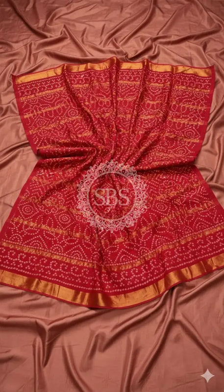 Pure Cotton Saree Red / Free Size