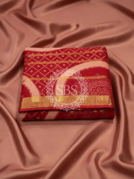 Pure Cotton Saree Red / Free Size
