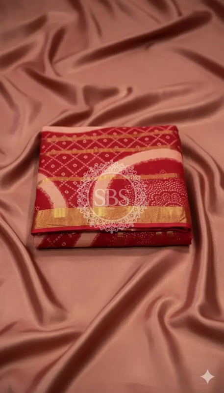 Pure Cotton Saree Red / Free Size