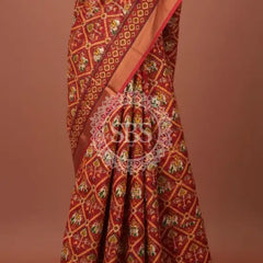 Pure Cotton Saree Red / Free Size