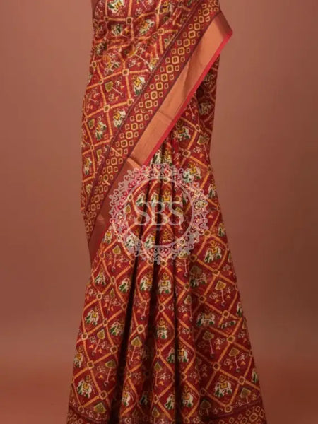 Pure Cotton Saree Red / Free Size