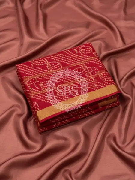 Pure Cotton Saree Red / Free Size