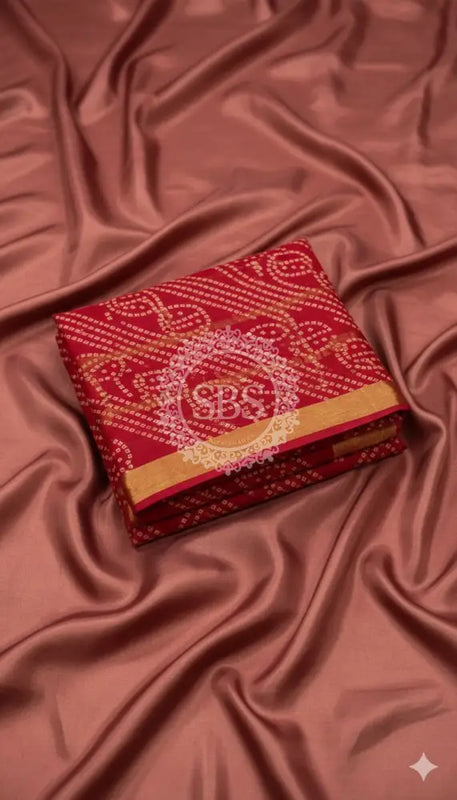 Pure Cotton Saree Red / Free Size