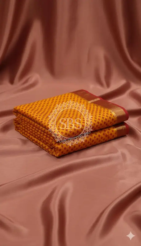 Pure Cotton Saree Yellow / Free Size