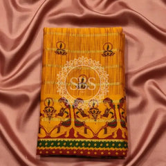 Pure Cotton Saree Yellow / Free Size