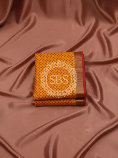 Pure Cotton Saree Yellow / Free Size