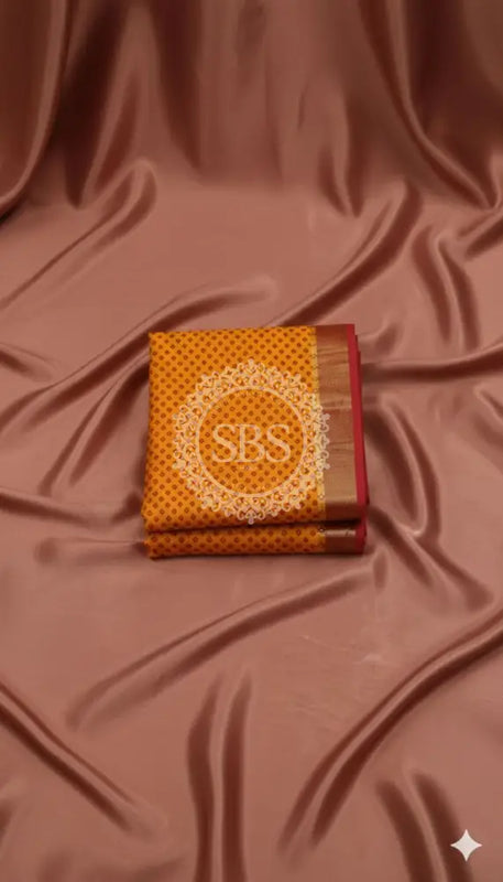 Pure Cotton Saree Yellow / Free Size