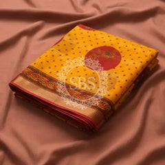Pure Cotton Saree Yellow / Free Size