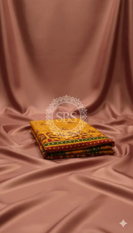 Pure Cotton Saree Yellow / Free Size