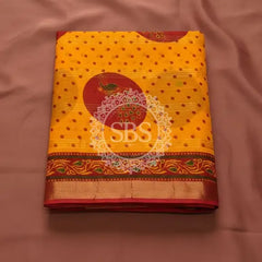 Pure Cotton Saree Yellow / Free Size