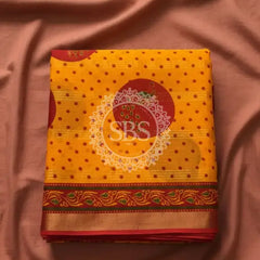 Pure Cotton Saree Yellow / Free Size