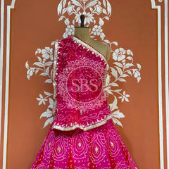 PURE CRAPRE SILK BHANDEJ LEHENGA Rani / Free Size