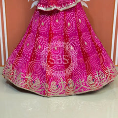 PURE CRAPRE SILK BHANDEJ LEHENGA Rani / Free Size