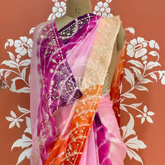 PURE DIAMOND CHIFFON PITTAN WORK SAREE