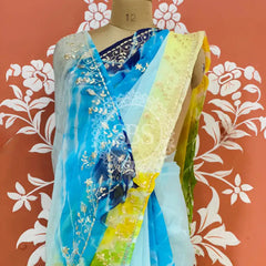 PURE DIAMOND CHIFFON PITTAN WORK SAREE