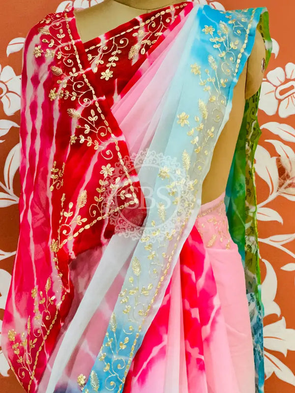 PURE DIAMOND CHIFFON PITTAN WORK SAREE