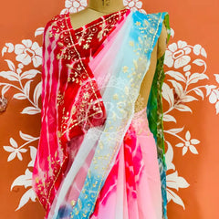 PURE DIAMOND CHIFFON PITTAN WORK SAREE