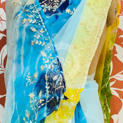 PURE DIAMOND CHIFFON PITTAN WORK SAREE