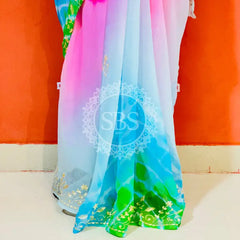 PURE DIAMOND CHIFFON PITTAN WORK SAREE